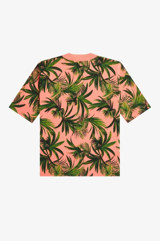 Women Amy Winehouse FoundationPalm Print Jumper Coral Heat Fred Perry Knitwear