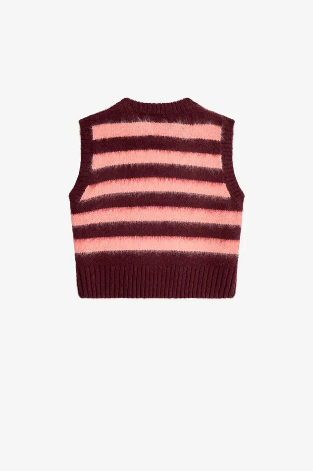 Women Amy Winehouse FoundationStriped Knitted Tank Oxblood Fred Perry Knitwear