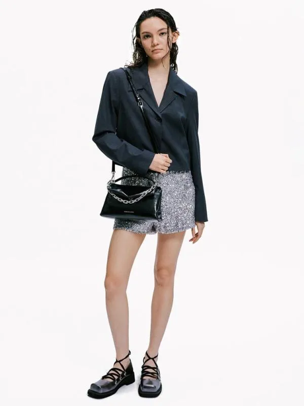 Women Andromeda ChunkyChain Top Handle Bag 8211 Noir CHARLES and KEITH Top Handle Bags