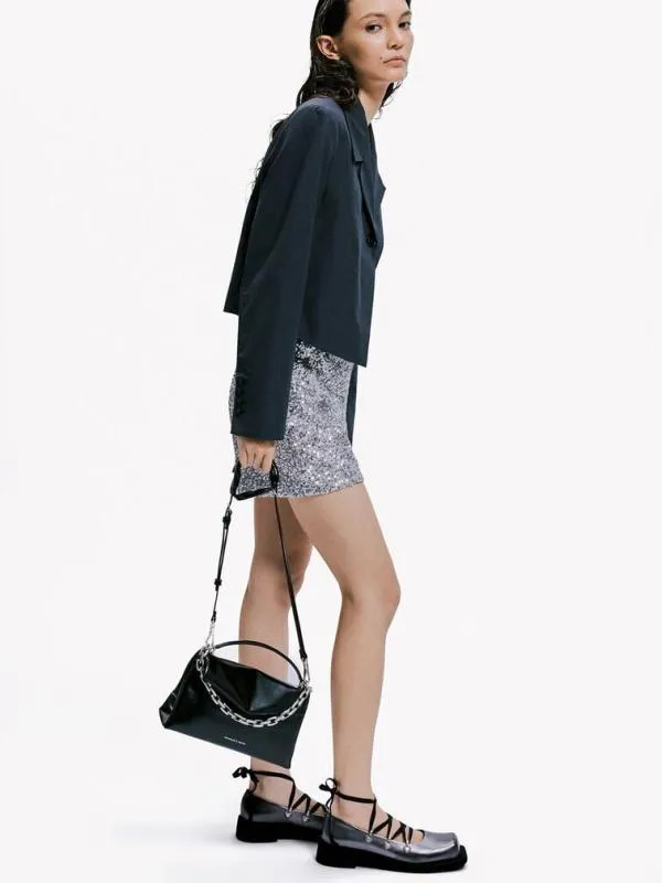 Women Andromeda ChunkyChain Top Handle Bag 8211 Noir CHARLES and KEITH Top Handle Bags
