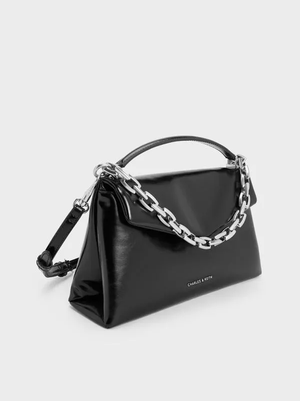 Women Andromeda ChunkyChain Top Handle Bag 8211 Noir CHARLES and KEITH Top Handle Bags