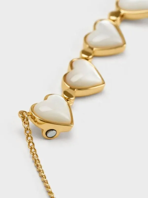 Women Annalise Clover Heart Necklace 8211 Gold CHARLES and KEITH Necklaces