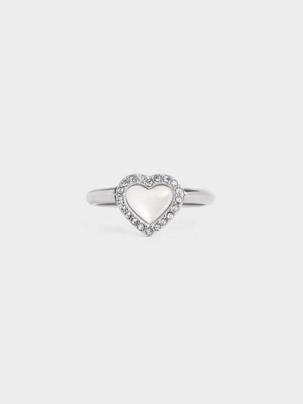 Women Annalise Crystal HeartStone Ring 8211 Silver CHARLES and KEITH Rings
