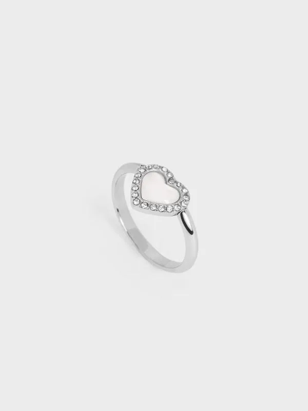 Women Annalise Crystal HeartStone Ring 8211 Silver CHARLES and KEITH Rings