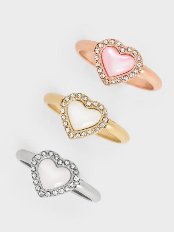 Women Annalise Crystal HeartStone Ring 8211 Silver CHARLES and KEITH Rings