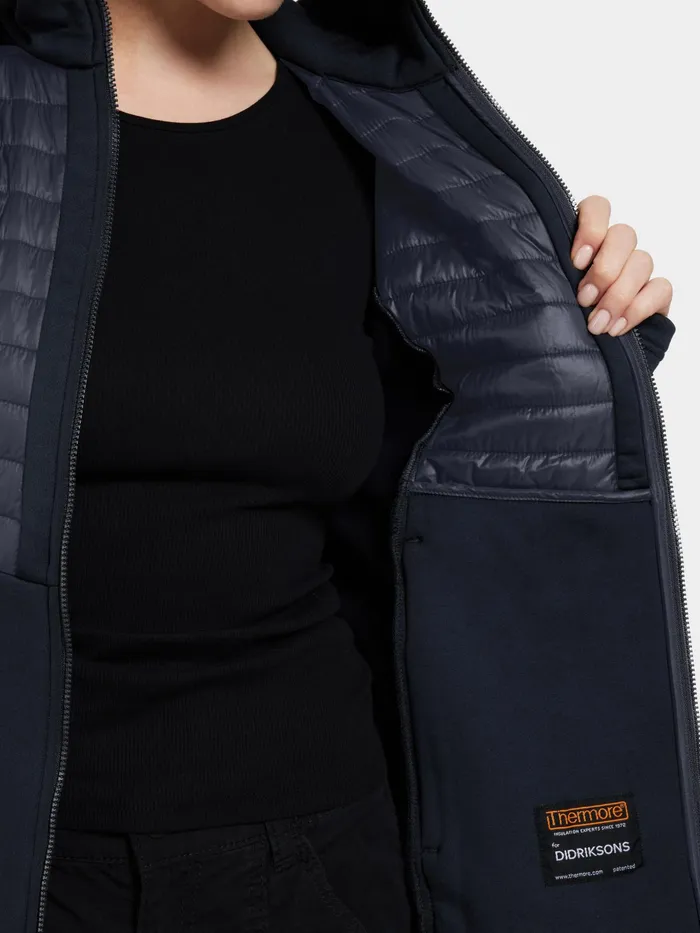Women Annema FullZip Dark Night Blue Didriksons Outdoor Jackets