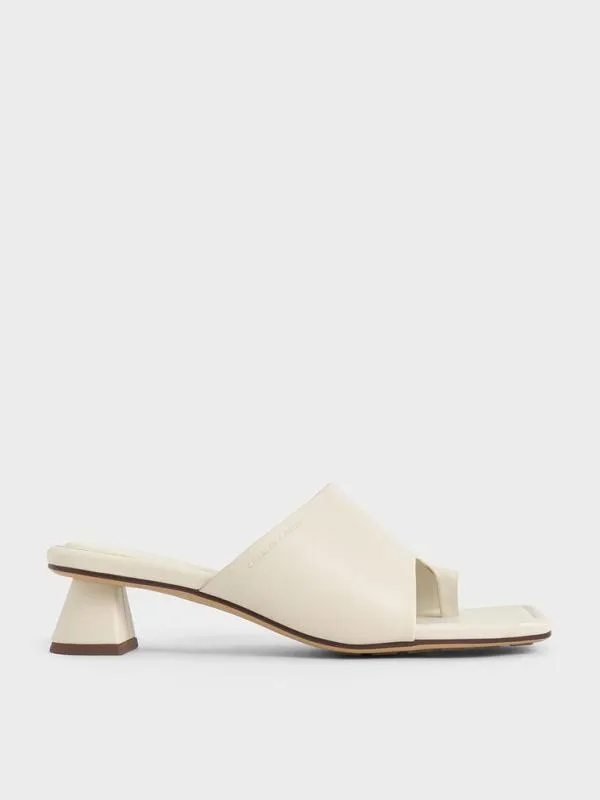 Women Asymmetric SquareToe ToeRing Sandals 8211 White CHARLES and KEITH Heels Women Asymmetric SquareToe ToeRing Sandals 8211 White CHARLES and KEITH Heels