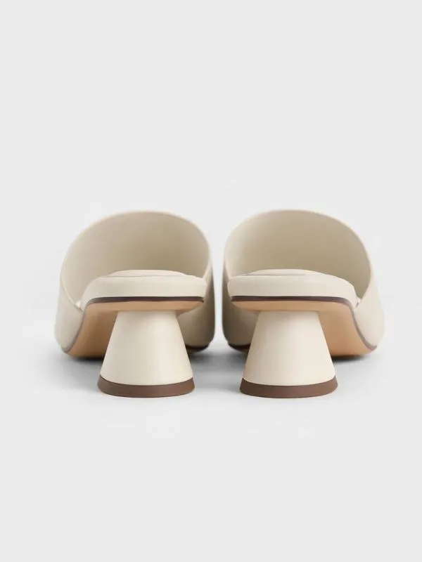 Women Asymmetric SquareToe ToeRing Sandals 8211 White CHARLES and KEITH Heels