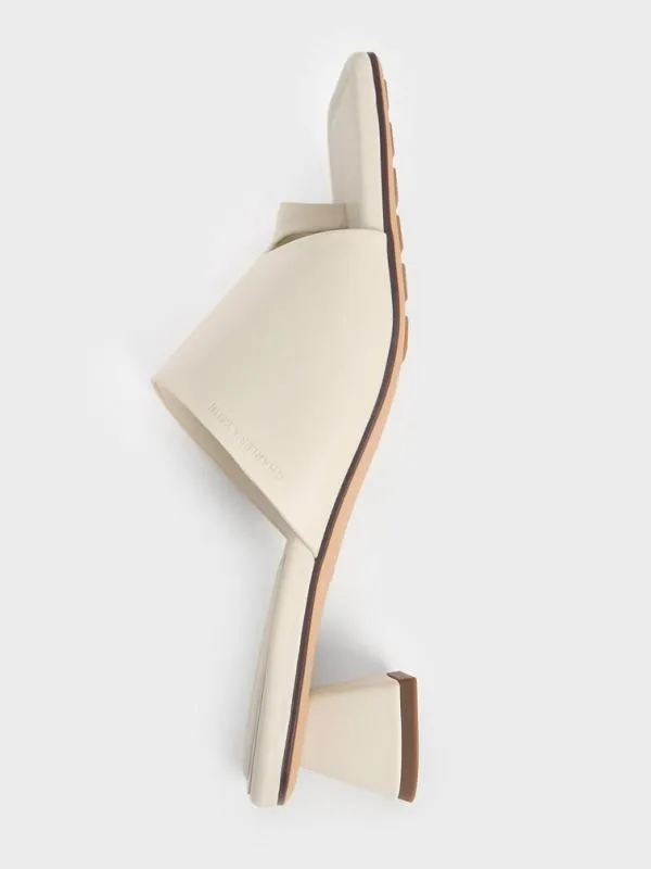 Women Asymmetric SquareToe ToeRing Sandals 8211 White CHARLES and KEITH Heels