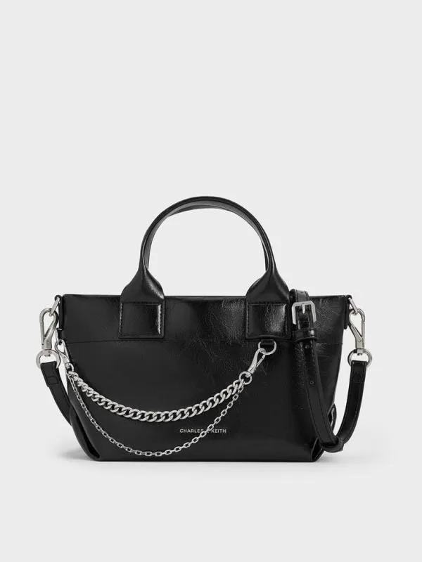 Women Atwood CrinkleEffect ChainEmbellished Tote Bag 8211 Noir CHARLES and KEITH Tote Bags Women Atwood CrinkleEffect ChainEmbellished Tote Bag 8211 Noir CHARLES and KEITH Tote Bags