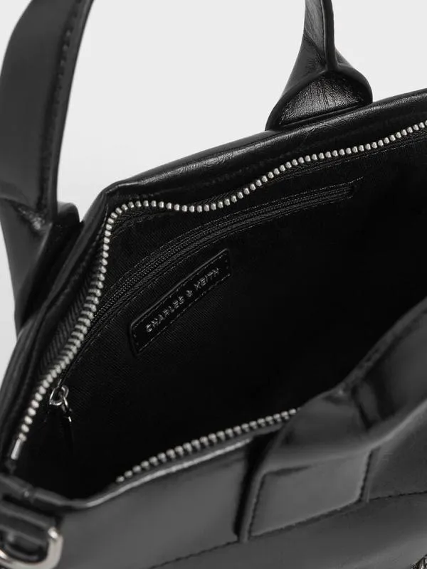 Women Atwood CrinkleEffect ChainEmbellished Tote Bag 8211 Noir CHARLES and KEITH Tote Bags