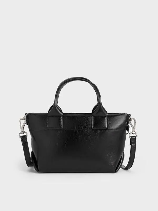 Women Atwood CrinkleEffect ChainEmbellished Tote Bag 8211 Noir CHARLES and KEITH Tote Bags