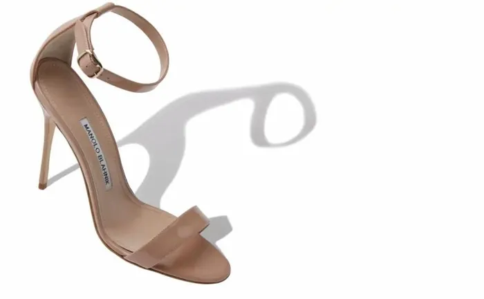 Women Beige Patent Leather Ankle Strap Sandals Manolo Blahnik Sandals