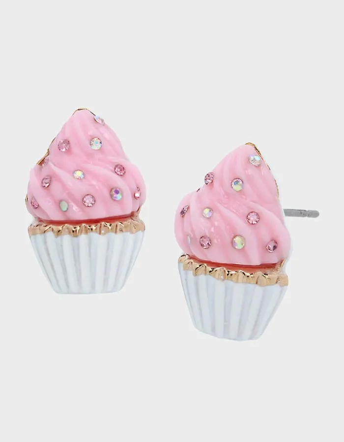 Women BETSEYS BEST CUPCAKE STUDS PINK Betsey Johnson