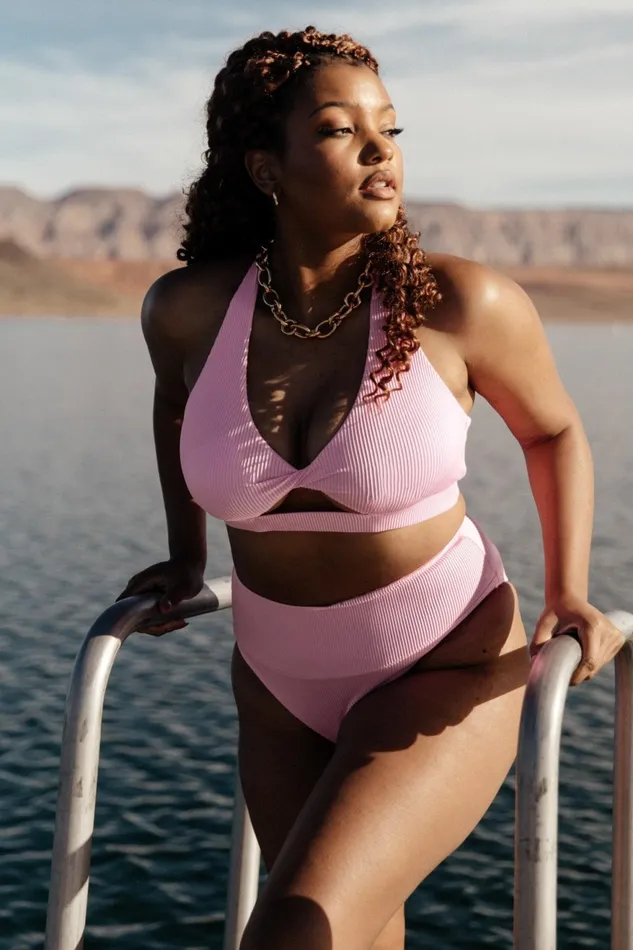 Women Bikini Baltic Born Del Mar Ribbed Bikini Bottom Pink