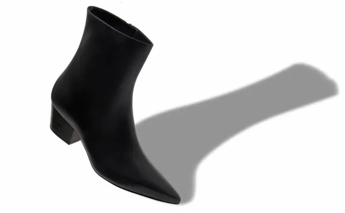 Women Black Calf Leather Ankle Boots Manolo Blahnik Boots