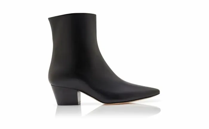 Women Black Calf Leather Ankle Boots Manolo Blahnik Boots