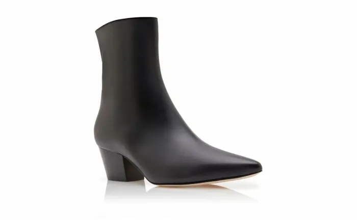 Women Black Calf Leather Ankle Boots Manolo Blahnik Boots