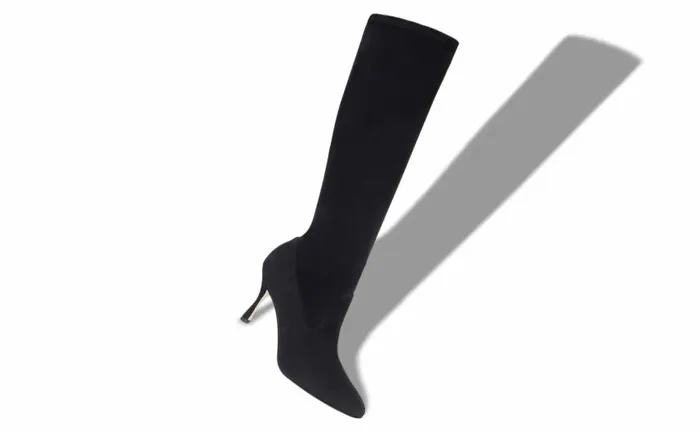 Women Black Kid Suede Sock Boots Manolo Blahnik Boots