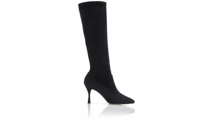 Women Black Kid Suede Sock Boots Manolo Blahnik Boots