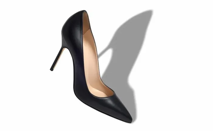 Women Black Nappa Leather Pointed Toe Pumps Manolo Blahnik Pumps