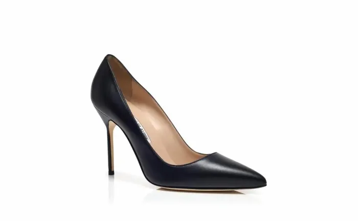 Women Black Nappa Leather Pointed Toe Pumps Manolo Blahnik Pumps