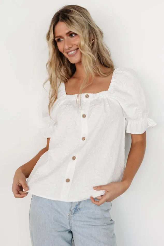 Women Blouses Shirts Baltic Born Dalian Embossed Top Off White