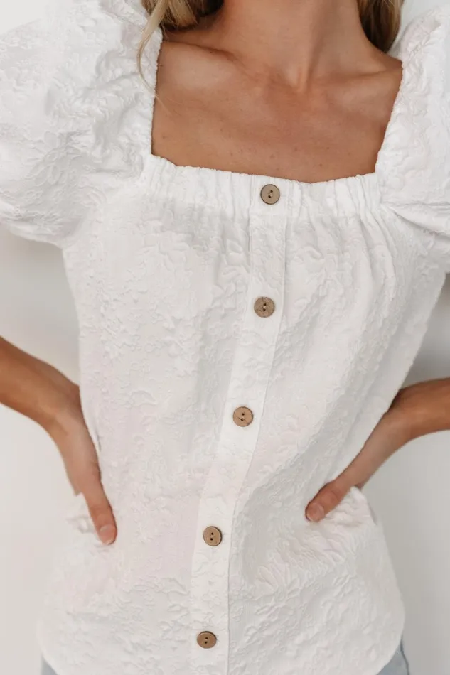 Women Blouses Shirts Baltic Born Dalian Embossed Top Off White