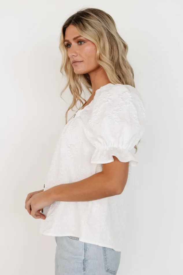 Women Blouses Shirts Baltic Born Dalian Embossed Top Off White