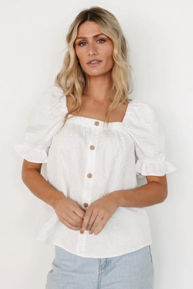 Women Blouses Shirts Baltic Born Dalian Embossed Top Off White