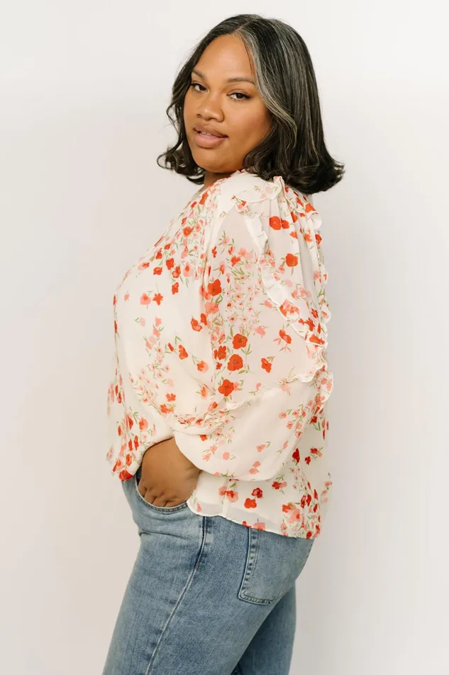 Women Blouses Shirts Baltic Born Karlie Long Sleeve Ruffle Top Ivory Red Multi Women Blouses Shirts Baltic Born Karlie Long Sleeve Ruffle Top Ivory Red Multi