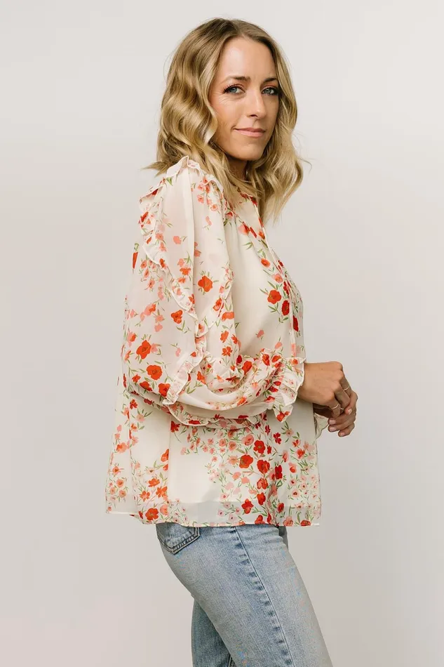 Women Blouses Shirts Baltic Born Karlie Long Sleeve Ruffle Top Ivory Red Multi Women Blouses Shirts Baltic Born Karlie Long Sleeve Ruffle Top Ivory Red Multi