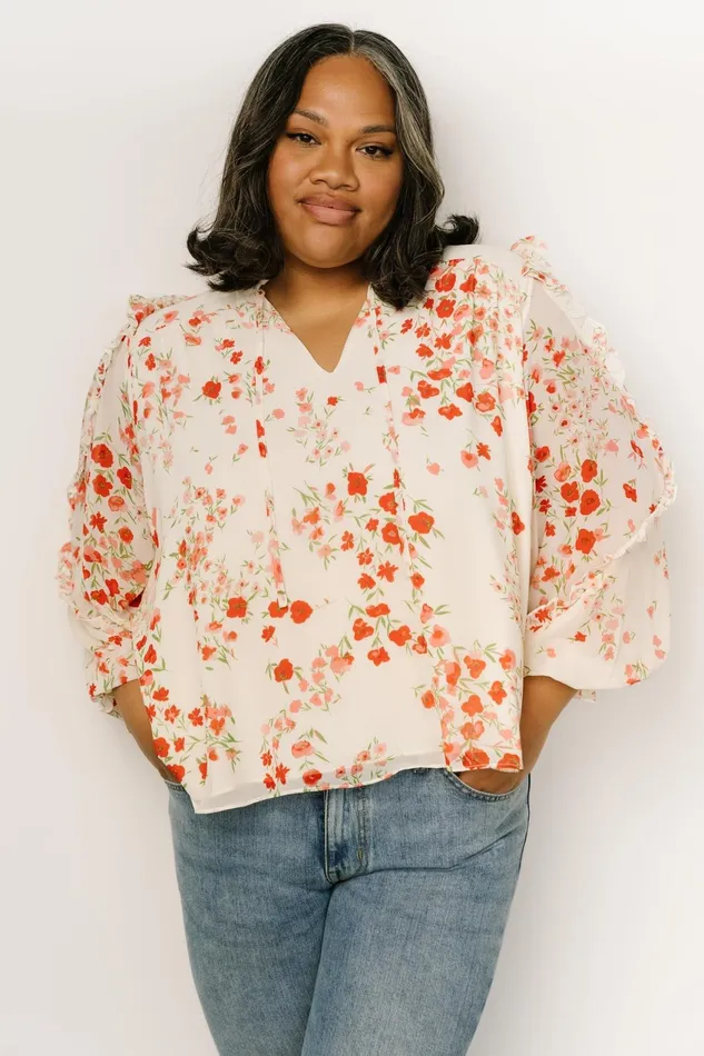Women Blouses Shirts Baltic Born Karlie Long Sleeve Ruffle Top Ivory Red Multi Women Blouses Shirts Baltic Born Karlie Long Sleeve Ruffle Top Ivory Red Multi