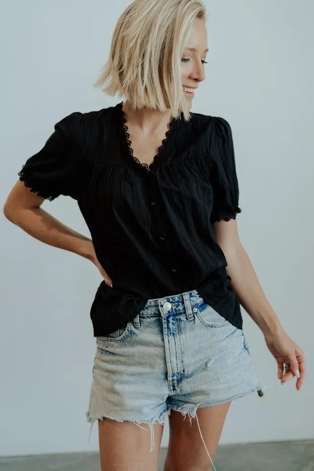 Women Blouses Shirts Baltic Born Sloane Button Top Black