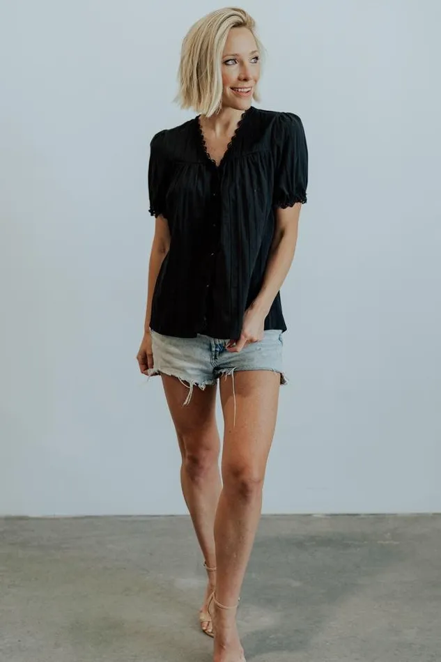 Women Blouses Shirts Baltic Born Sloane Button Top Black