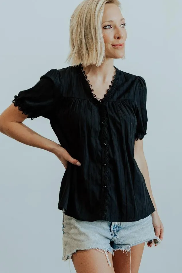 Women Blouses Shirts Baltic Born Sloane Button Top Black