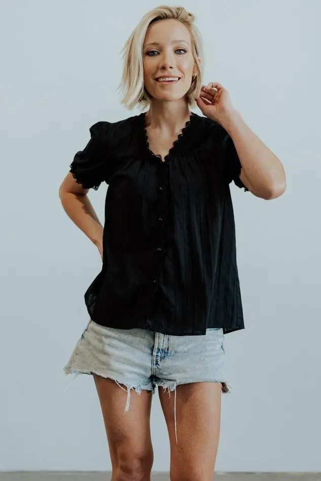 Women Blouses Shirts Baltic Born Sloane Button Top Black