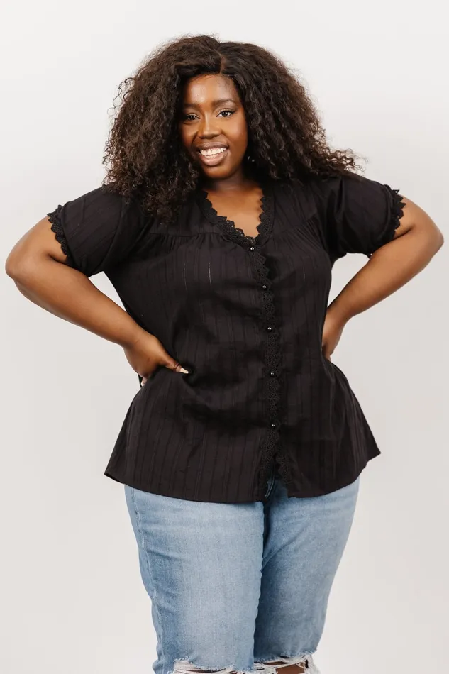Women Blouses Shirts Baltic Born Sloane Button Top Black