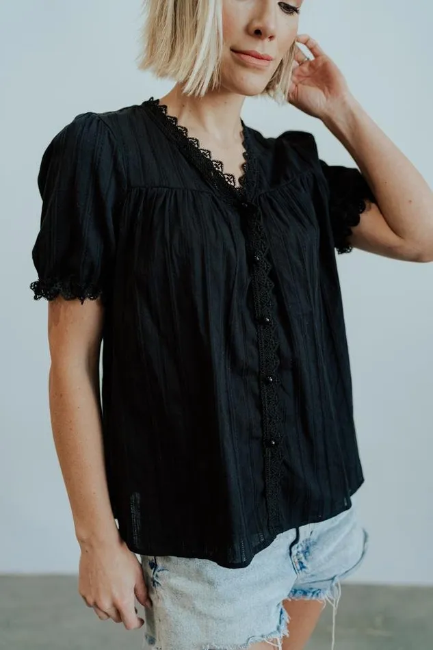 Women Blouses Shirts Baltic Born Sloane Button Top Black