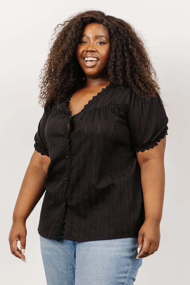 Women Blouses Shirts Baltic Born Sloane Button Top Black