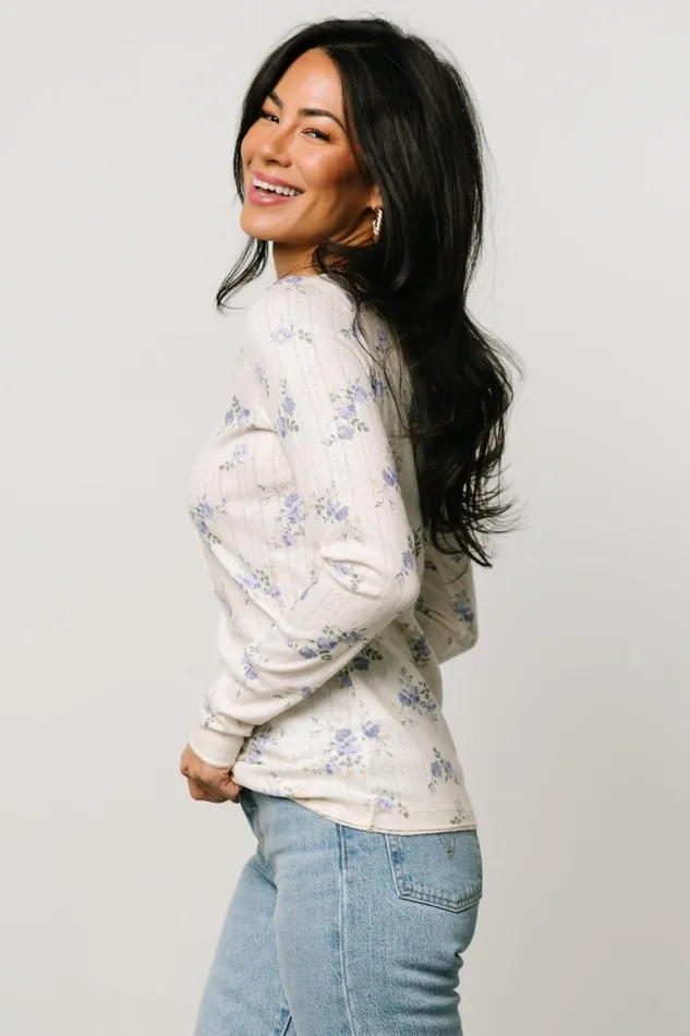 Women Blouses Shirts Baltic Born Suzanne Henley Top Periwinkle Floral