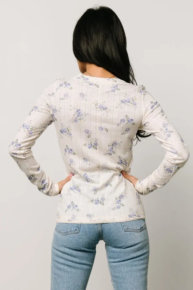 Women Blouses Shirts Baltic Born Suzanne Henley Top Periwinkle Floral