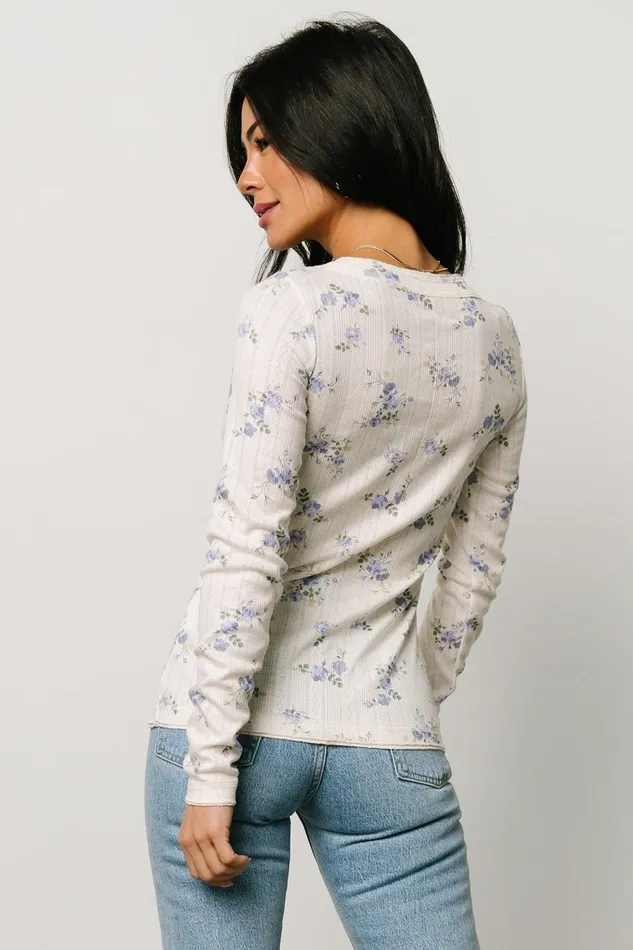 Women Blouses Shirts Baltic Born Suzanne Henley Top Periwinkle Floral