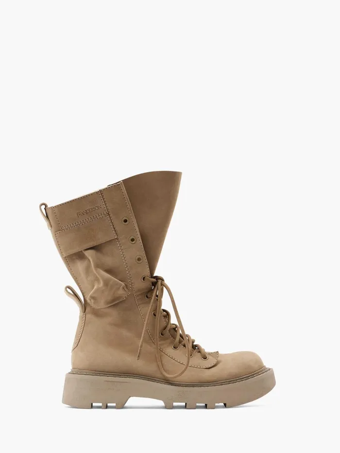 Women Boots JW Anderson COMBAT LEATHER BOOTS Taupe