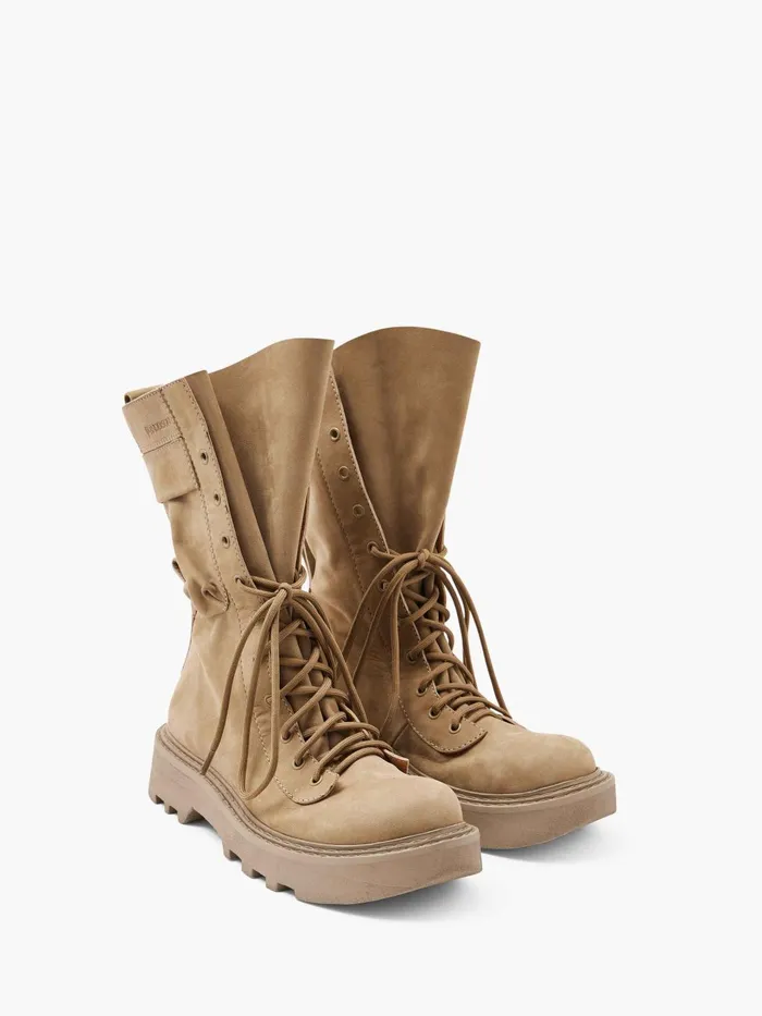 Women Boots JW Anderson COMBAT LEATHER BOOTS Taupe