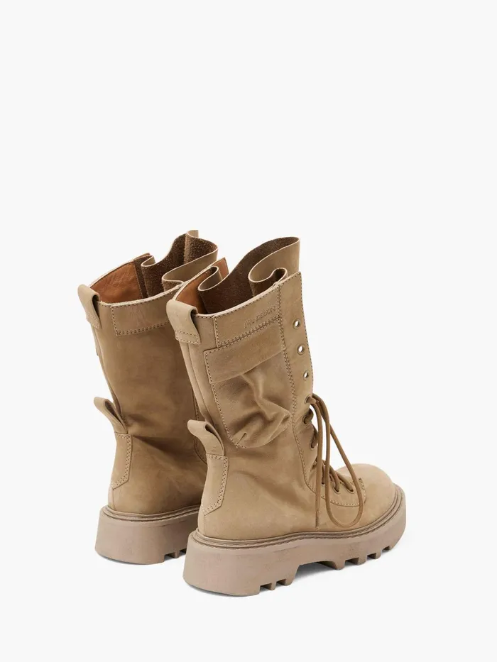 Women Boots JW Anderson COMBAT LEATHER BOOTS Taupe