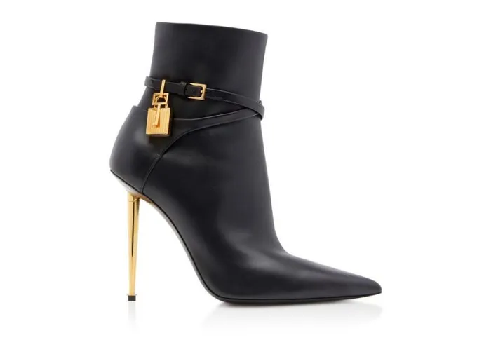 Women Boots Tom Ford Leather Padlock Ankle Boot Black