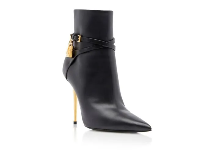 Women Boots Tom Ford Leather Padlock Ankle Boot Black
