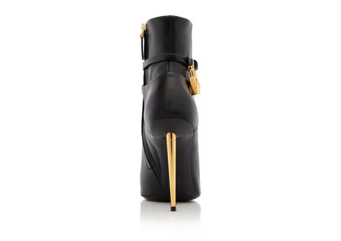 Women Boots Tom Ford Leather Padlock Ankle Boot Black