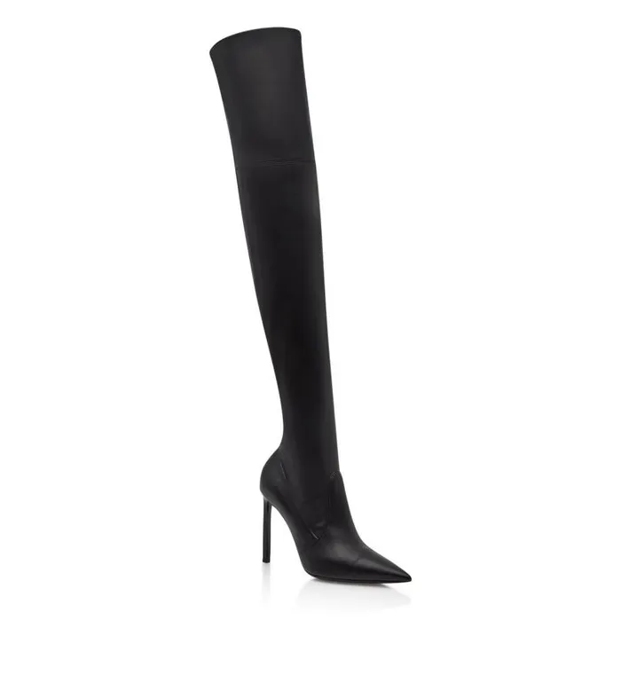 Women Boots Tom Ford Stretch Nappa Leather T Screw Over The Knee Boot Black Women Boots Tom Ford Stretch Nappa Leather T Screw Over The Knee Boot Black